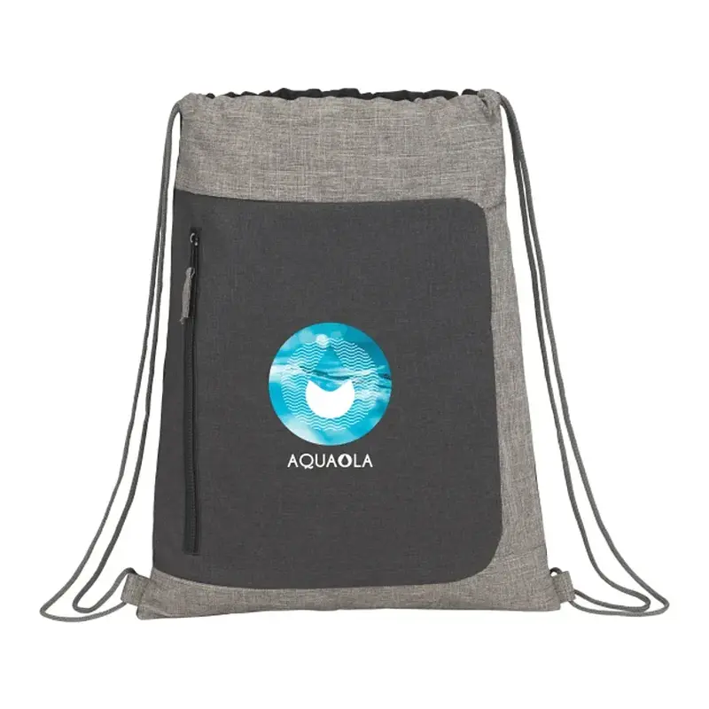 Custom Reclaim Recycled Drawstring Bag with Zippered Pocket