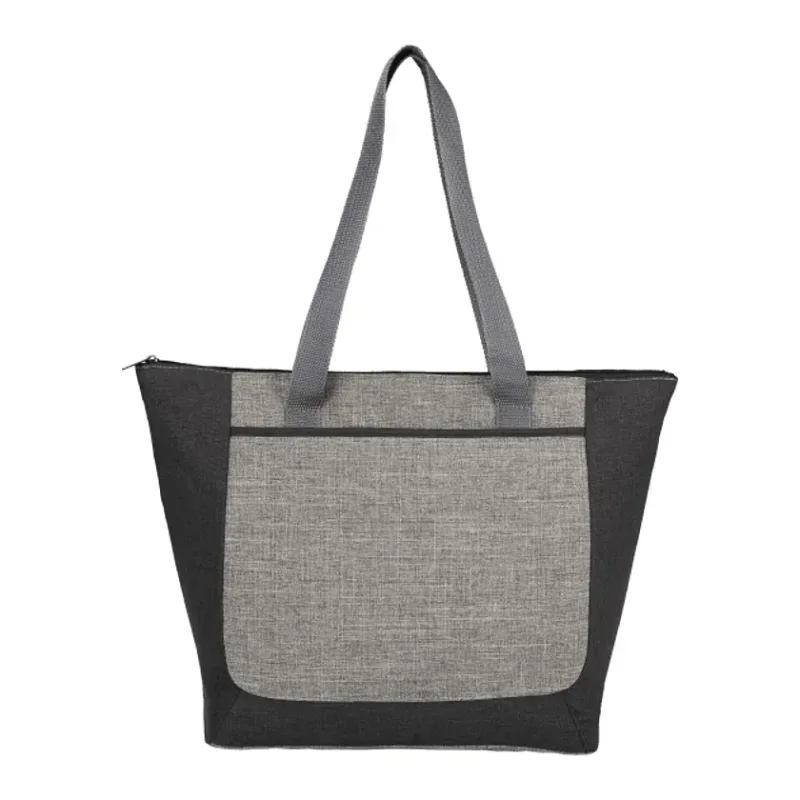 Custom Reclaim Two-Tone Recycled Zippered Tote — view 4