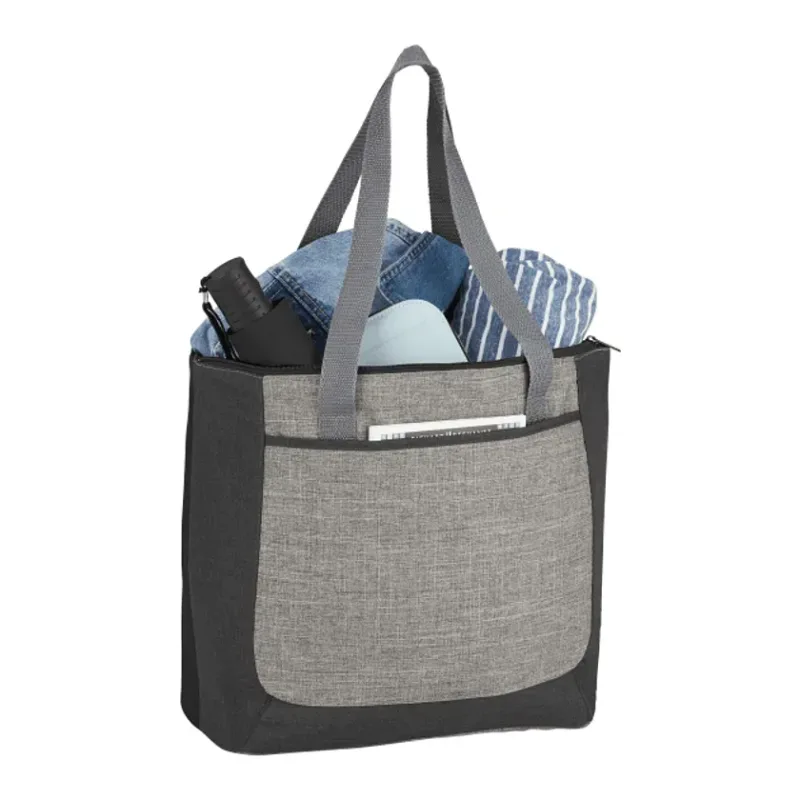 Custom Reclaim Two-Tone Recycled Zippered Tote — view 5