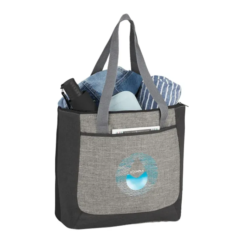 Custom Reclaim Two-Tone Recycled Zippered Tote — view 7