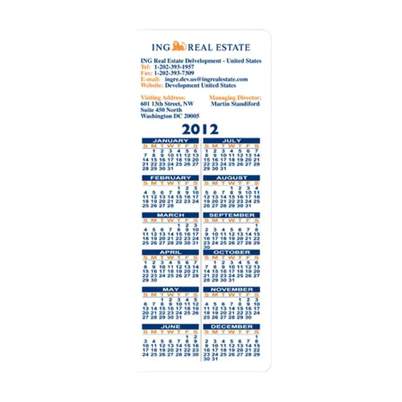 Rectangle Custom Printed Calendar Sheets (3 1/2" X 8 1/2")