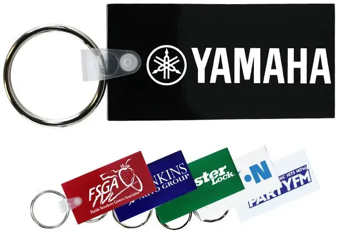 Custom Rectangle Key Fobs with Multi-Color Imprint