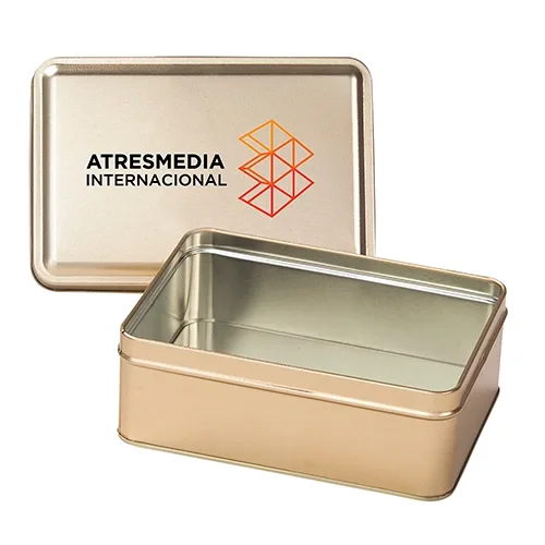 Rectangular Hinged-Lid Metal Storage Tin — view 6