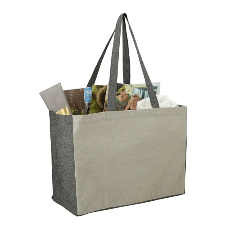 Recycled Cotton Contrast Side Shopper Tote — view 3