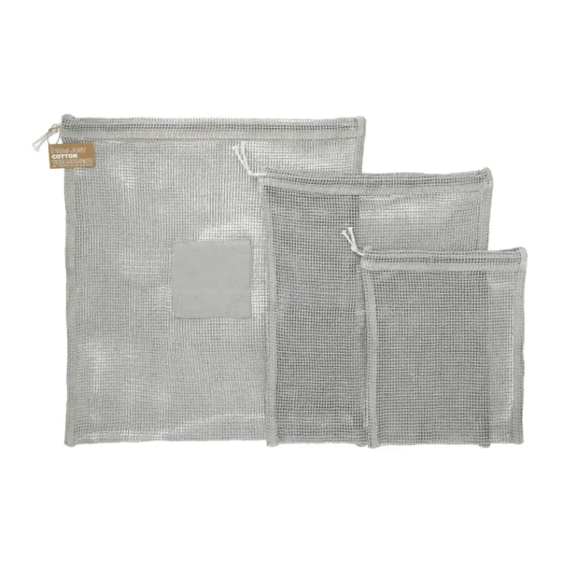 Custom Recycled Cotton Mesh Cinch Pouch Set (3 Piece) — view 3