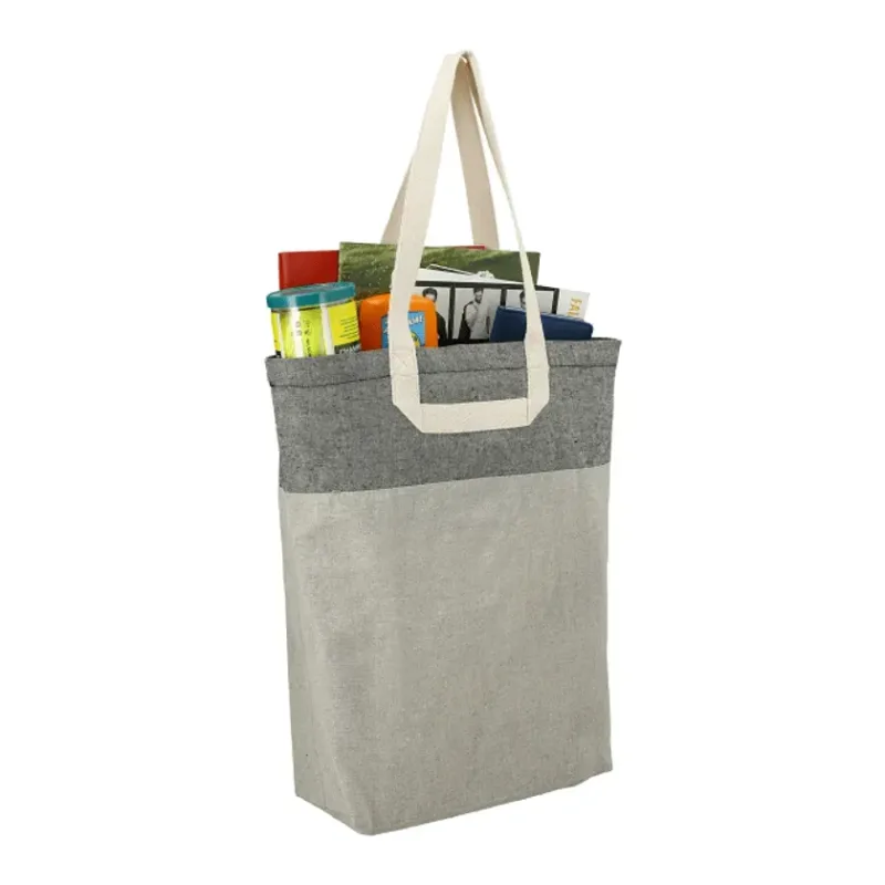 Custom Eco-Friendly Recycled Cotton Book Tote with U-Handle — view 3