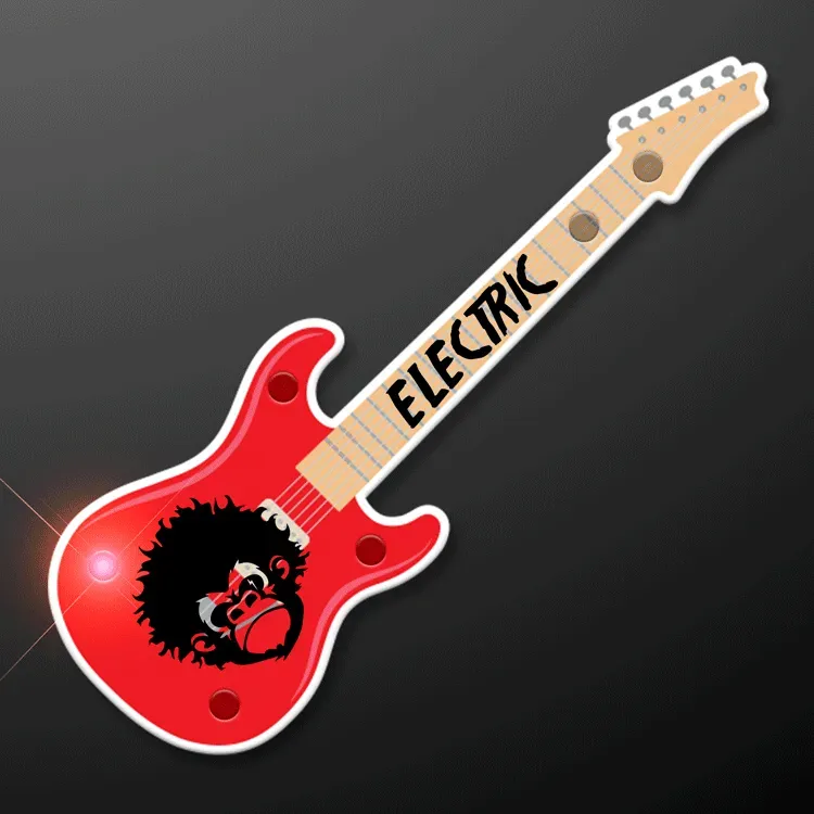 Red Guitar Flashing LED Light Pin