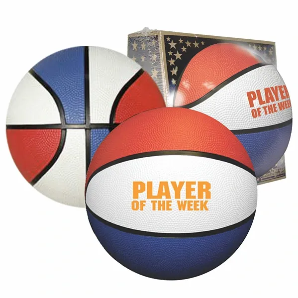 Full-Size Red/White/Blue Rubber Basketball (29½")