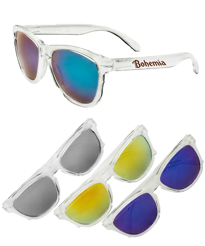 Reflective Mirrored Sunglasses with Logo Accent