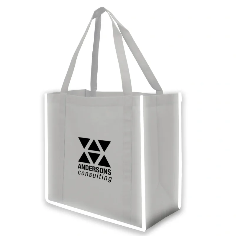 Reflective Shopper Reflective Large Non-Woven Grocery Tote Bag — view 3