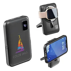 Regal 10000mAh 20W PD Power Bank w/15W Magnetic Wireless & Watch Charger w/ Phone Stand — view 10