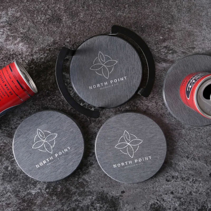 Relic Diatomite Coaster: 4 pc Set in Metal Stand — view 2