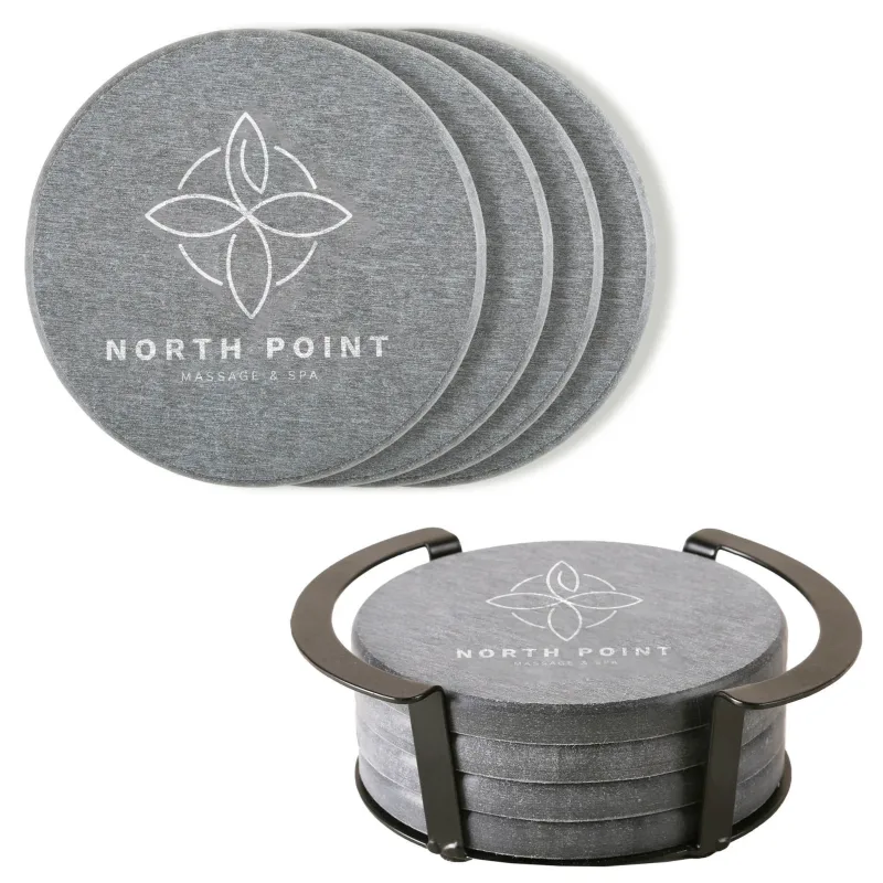 Relic Diatomite Coaster: 4 pc Set in Metal Stand — view 3