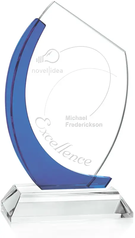 Blue & Clear Crystal Renoir Customized Award