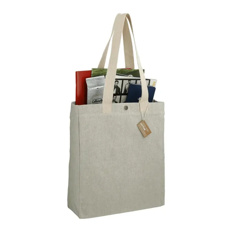 Custom Repose Recycled Cotton Box Tote w/Snap - 10oz — view 6