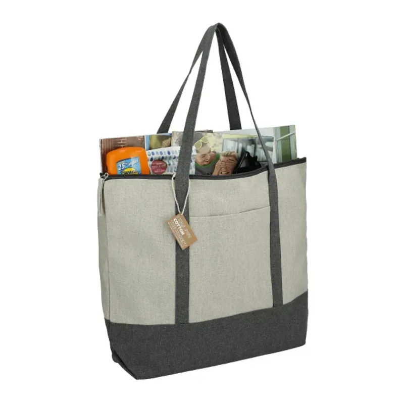 Repose 10oz Recycled Cotton Zippered Tote — view 3