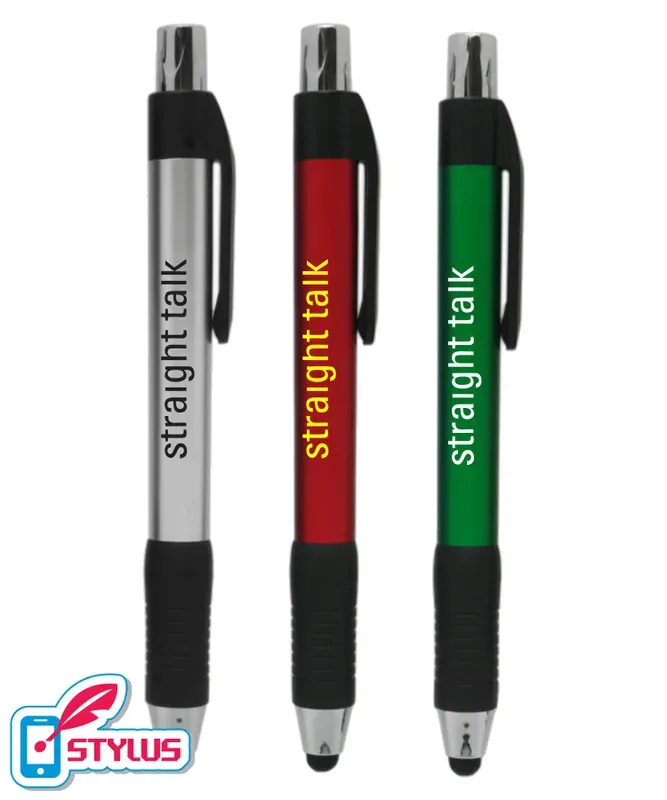 Retractable Stylus Grip Pen with Straight Barrel