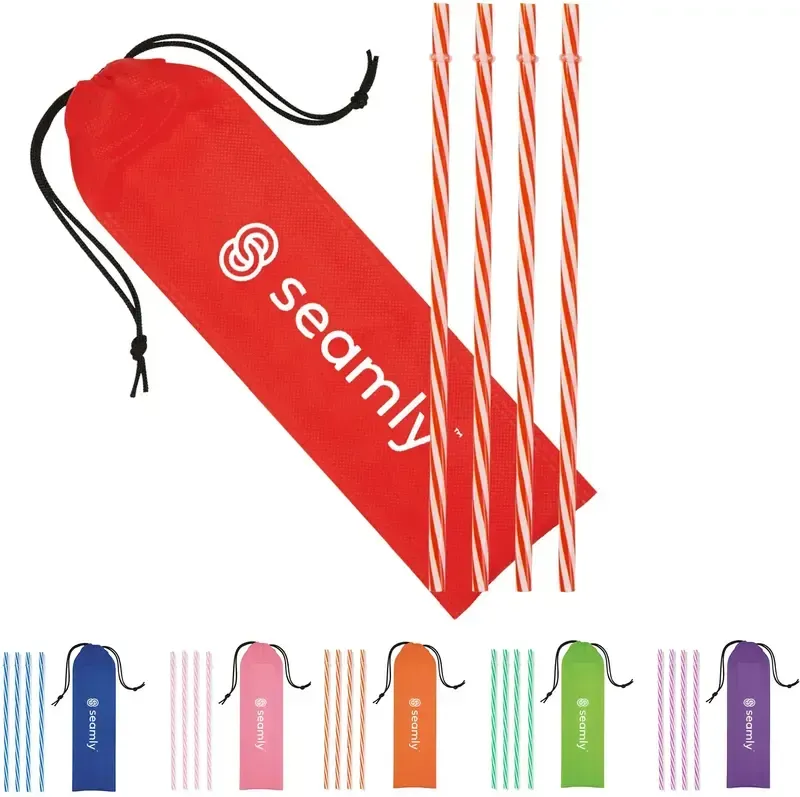 Reusable Straws in Drawstring Pouch