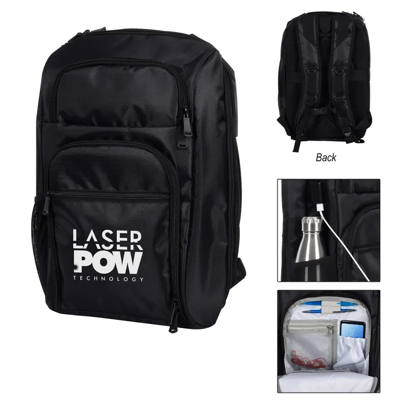 RFID Travel Laptop Backpack & Briefcase, Charging Port for Easy Charging Access, 2 Front Zippered Pockets