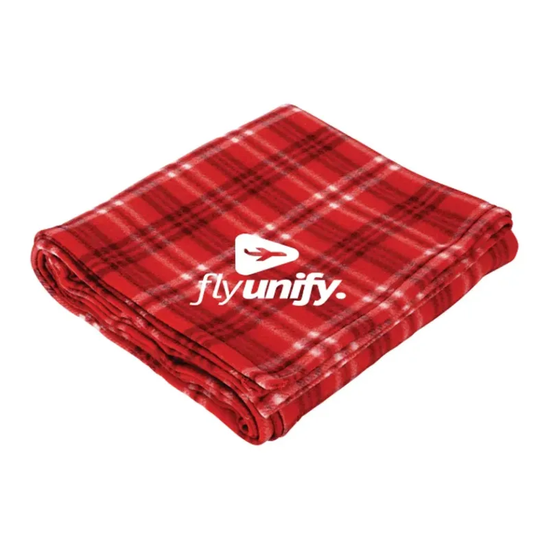Custom Rollable Plaid Fleece Throw Blanket (50" x 60" Unfolded) — view 4