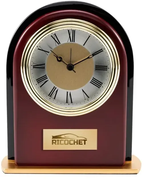 Rosewood and Black Glass Arch Clock