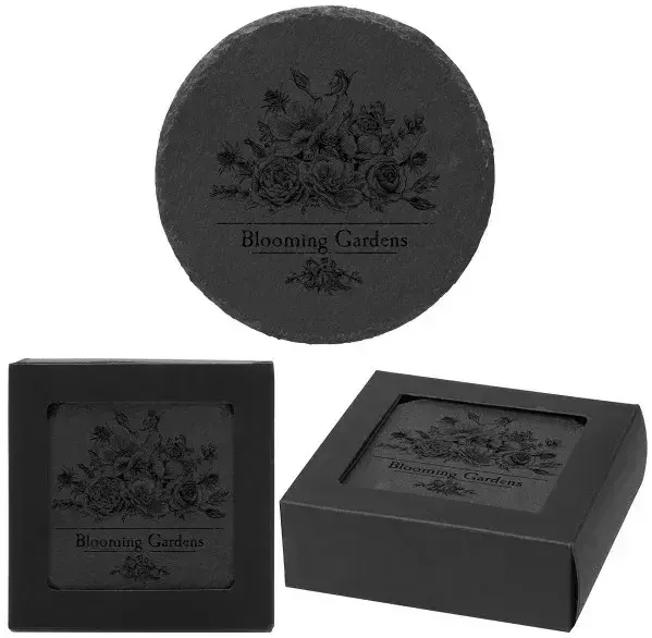 Customized Round Slate Coaster Set