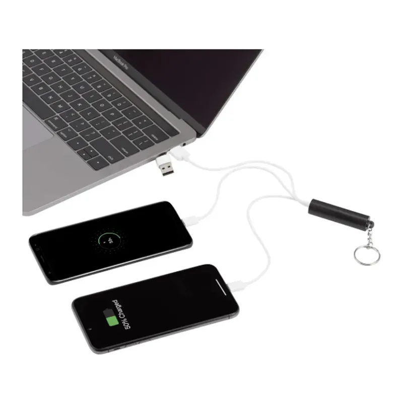 Branded Light Up Logo 5-in-1 Charging Cable with Keychain — view 5