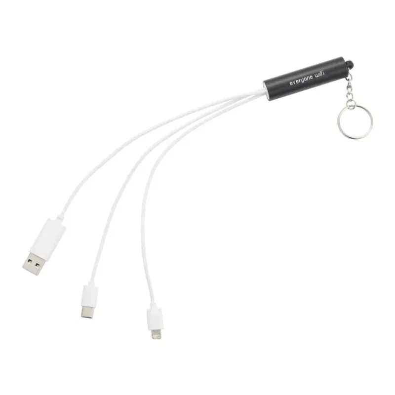 Branded Light Up Logo 5-in-1 Charging Cable with Keychain β view 1