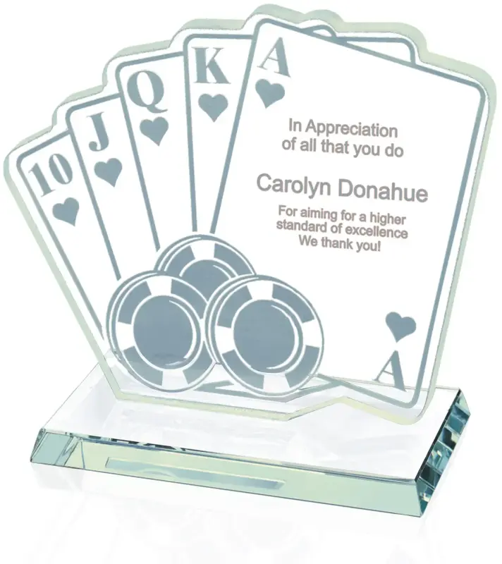 Custom Jade Glass Royal Flush Poker Award