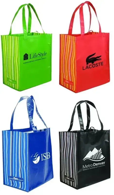 Recycled PET Striped Tote Bag with Custom Logo