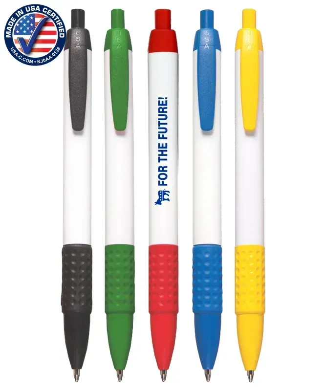 Rubber Grip Click Pen with Colored Trim