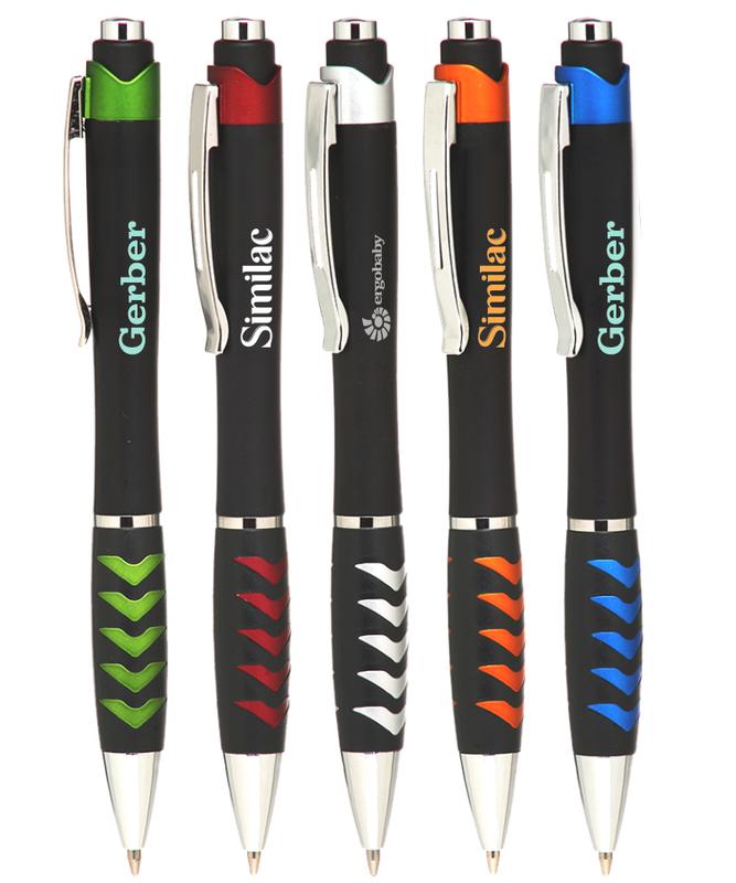 Rubber Grip Ebony Click Ballpoint Pen (1-Color Logo)