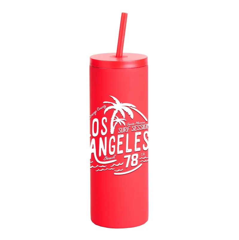 Rubberized 20 oz Tumbler with Straw