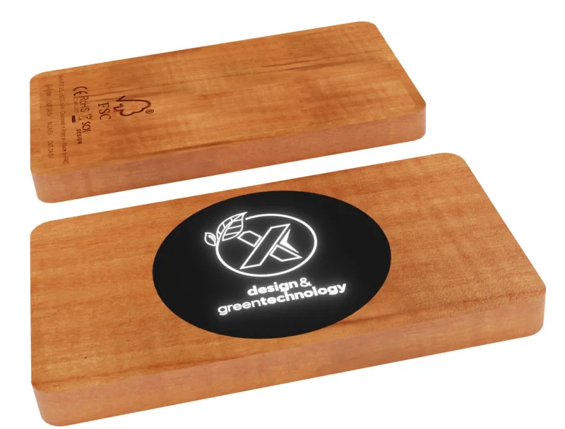 Custom SCX Design® Bamboo Wireless Power Bank 10,000 mAh — view 2