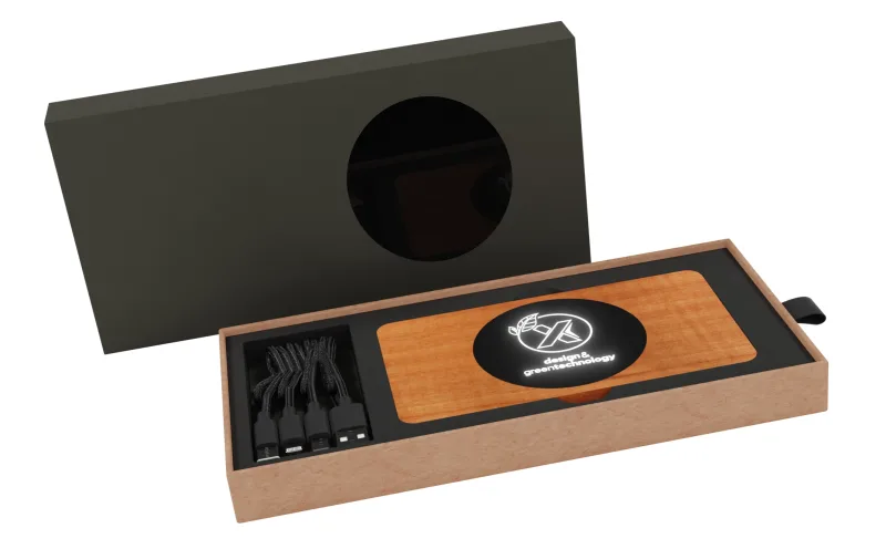 Custom SCX Design® Bamboo Wireless Power Bank 10,000 mAh — view 3