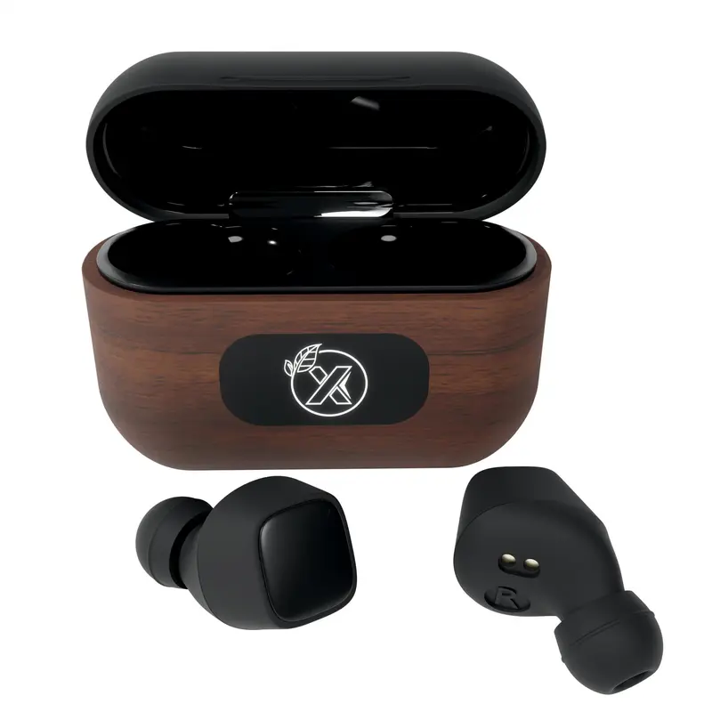 Custom SCX Design® Walnut Wood Wireless Earbuds and Charging Case