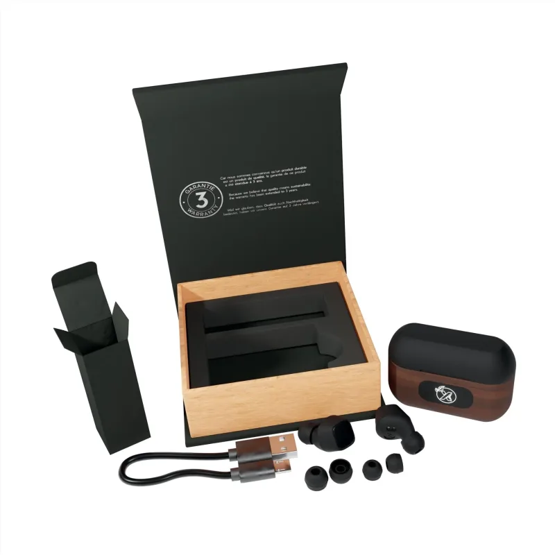 Custom SCX Design® Walnut Wood Wireless Earbuds and Charging Case — view 3