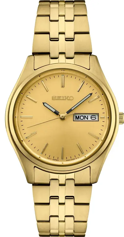 Seiko SUR434 Mens Gold-Tone Watch w/Champagne Dial