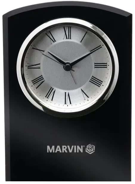 Self-Standing Black Glass Desk Clock