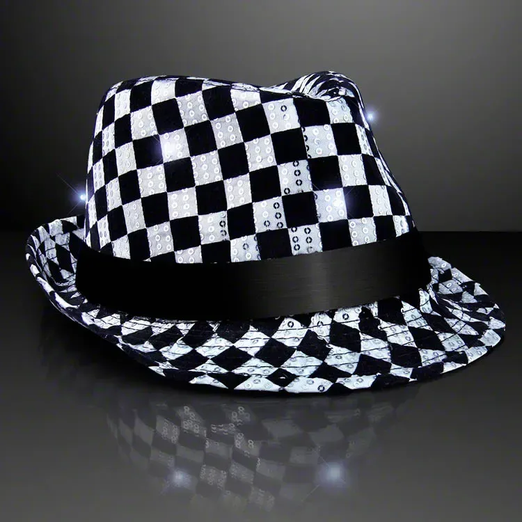 Sequin Checkered Flashing Fedoras with Black Bands — view 3