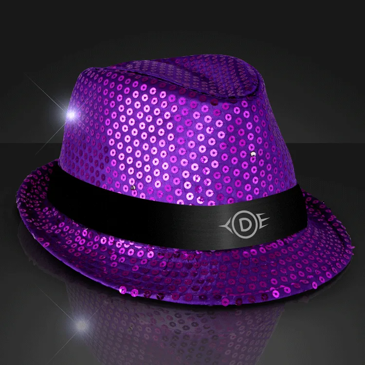 Sequin LED Fedora Hats with Black Bands — view 8