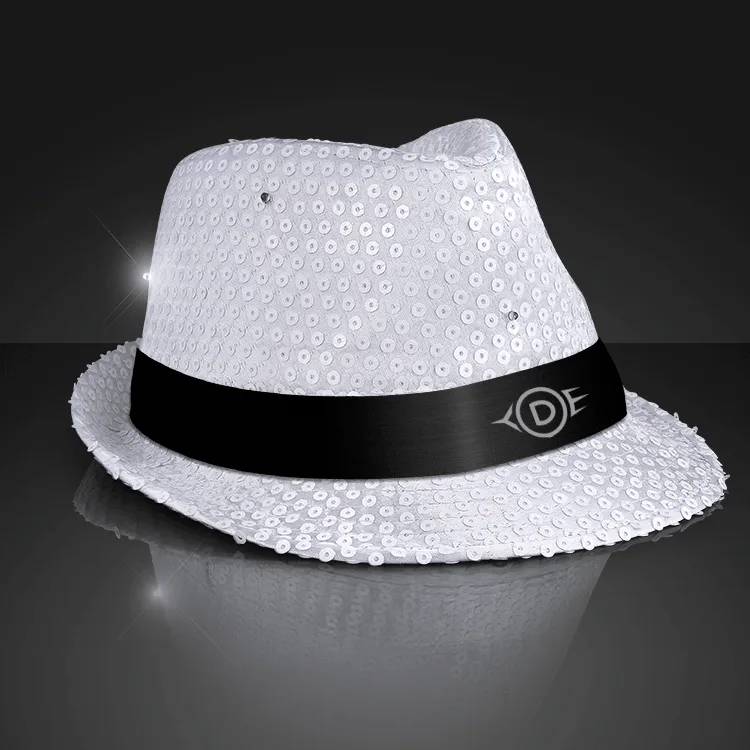 Sequin LED Fedora Hats with Black Bands — view 5