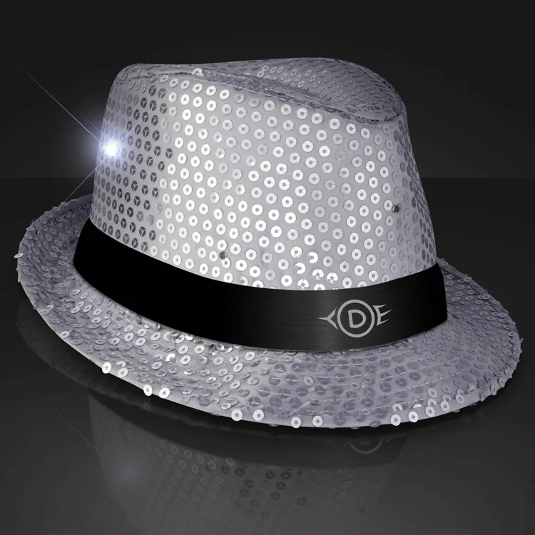 Sequin LED Fedora Hats with Black Bands — view 6