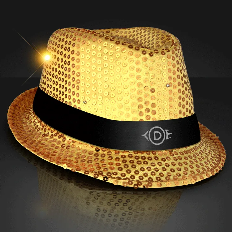 Sequin LED Fedora Hats with Black Bands — view 7