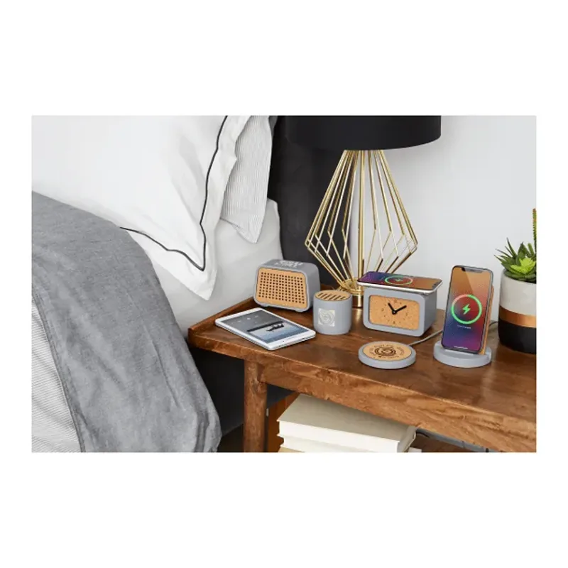 Custom Stone Wireless Charging Desk Clock with Integrated Cable — view 11