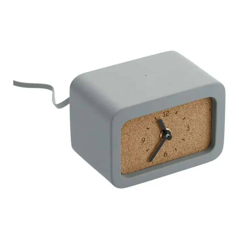 Custom Stone Wireless Charging Desk Clock with Integrated Cable — view 4