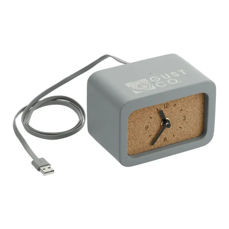 Custom Stone Wireless Charging Desk Clock with Integrated Cable — view 9