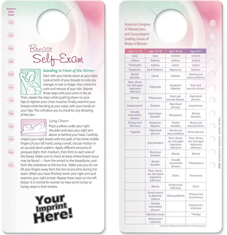 Shower Card - Breast Self Exam and Health Chart