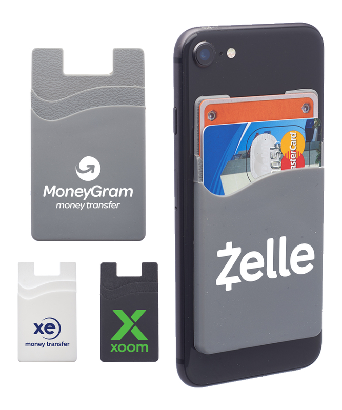 Silicone Phone Wallet with Two Pockets (1-Color Logo)