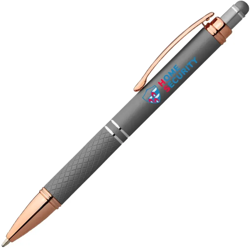 Rose Gold Metallic Pen with Stylus - Customizable — view 2